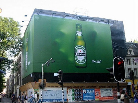 Publicidad exterior, creatividad impactante.Heineken, Símbolo Ingenio Creativo